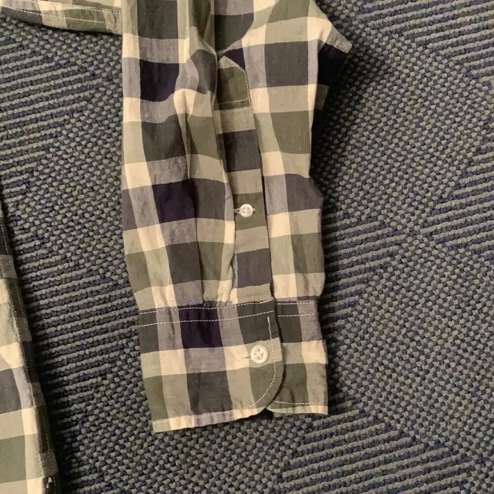 J. Crew Organic Cotton Button Up Shirt M Plaid Black Gray